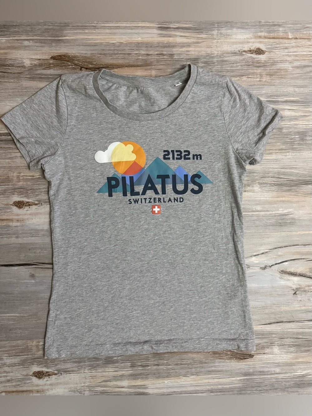 Pilatus 2132m Switzerland T-Shirt Women’s Size XXS Stanley/Stella Gray Crew Neck